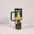 New Christmas Pattern Mug With Handle Lid Straw Drinkware Stainless Steel Vacuum c Large Capacity Car Travel Coffee Cup